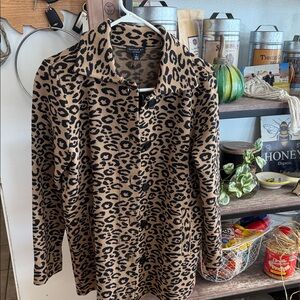 Current Air Leopard Print Button-Down Jacket - Tan & Black